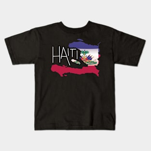 Retro Haitian Flag Haiti Map Art Kids T-Shirt